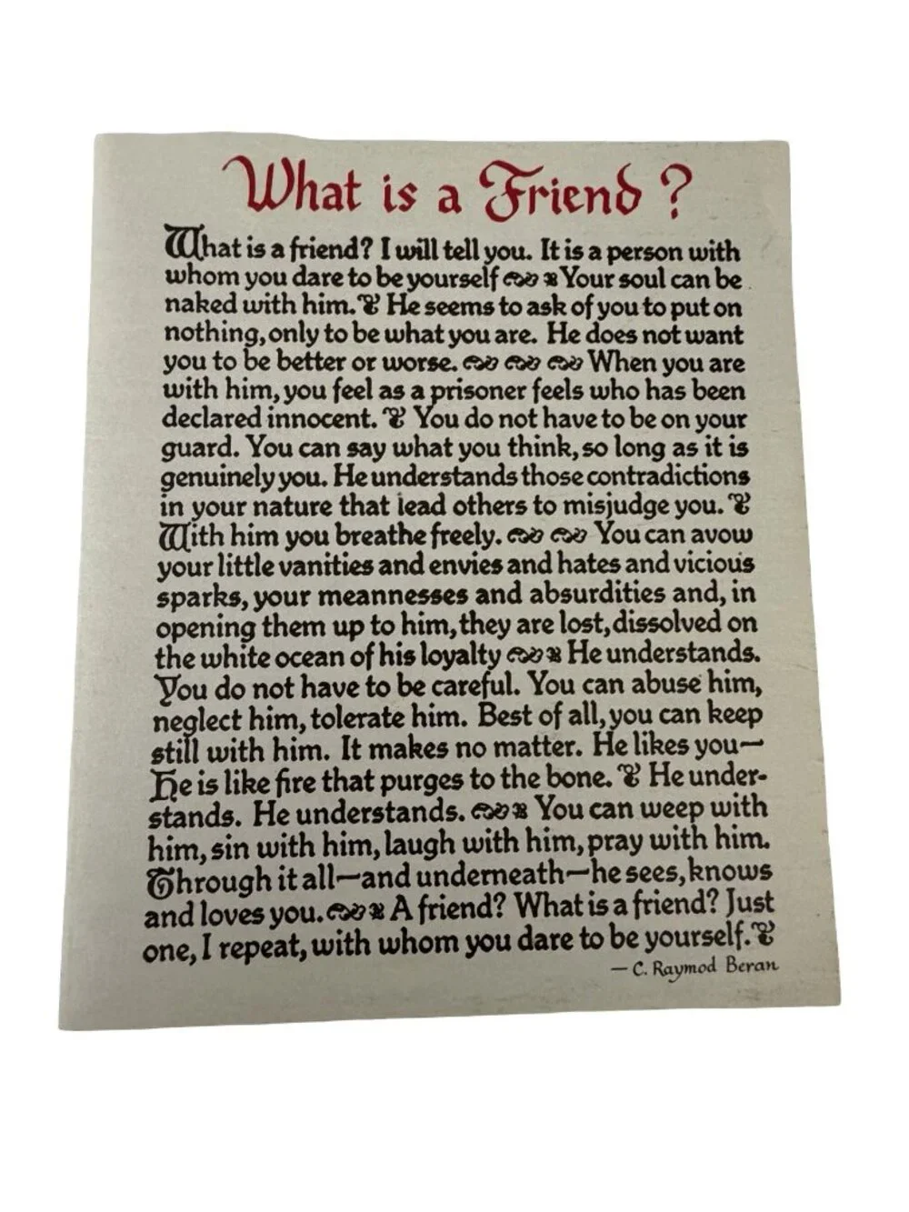 Vintage 1974 Blue Mountain Arts What Is a Friend C Raymond Beran Card Envelope